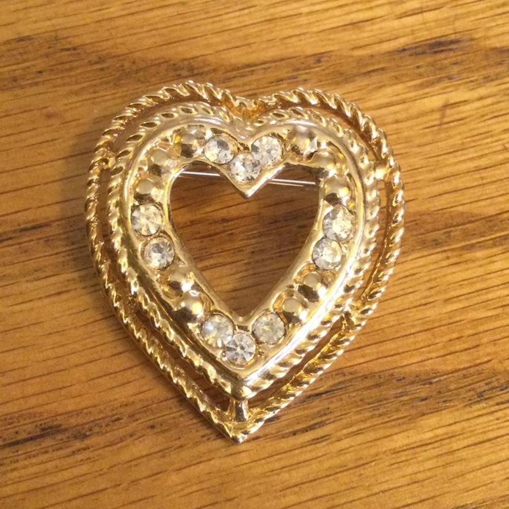 Rhinestone heart pin